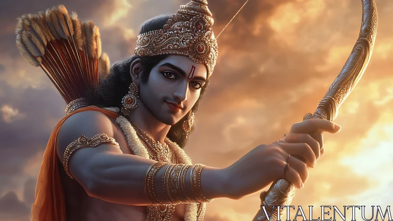 Mythic archer rendered with high-detail 3D lighting and materials