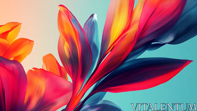 Vibrant abstract petals with neon gradients and soft light.