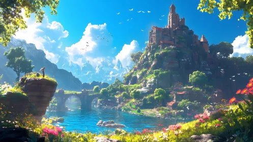 Hilltop citadel above a spellbright river of wandering dreams.