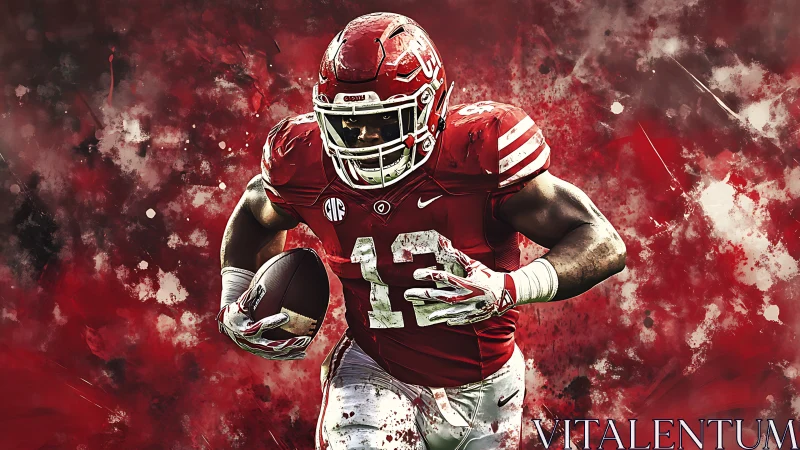 Digital rendering shows football player running with ball