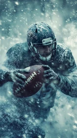 Gridiron runner powering through blizzard storm.