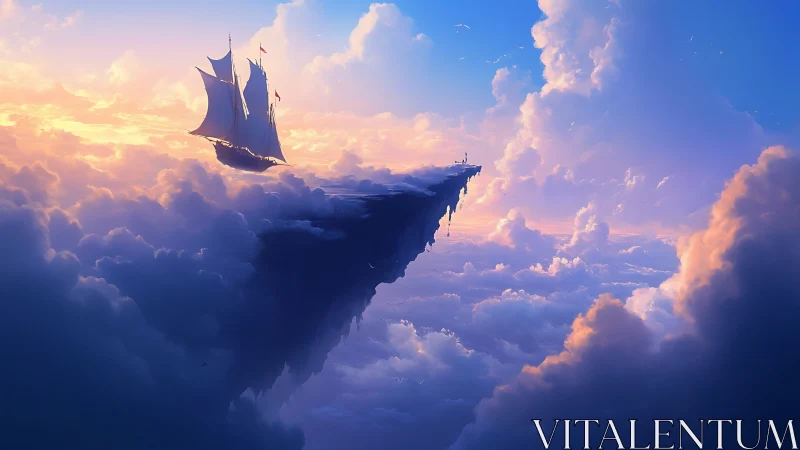 Skyedge galleon drifts past the last cliff of clouds.