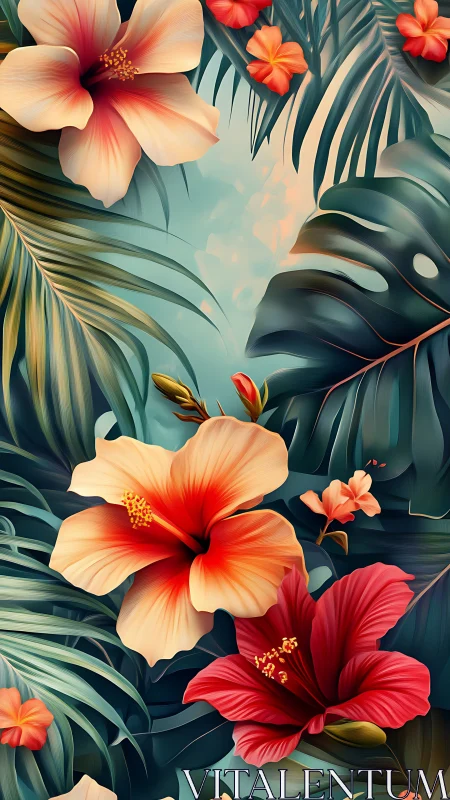 Tropical Hibiscus Garden in Full Bloom.