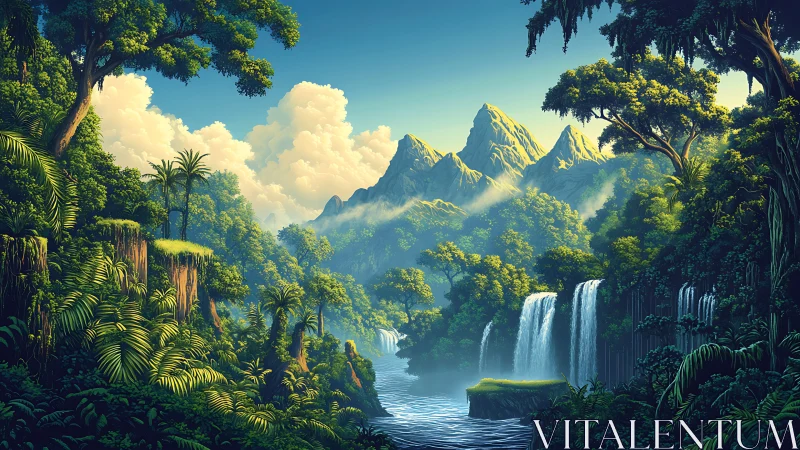 Jungle Paradise Where Mountains Meet Waterfalls.