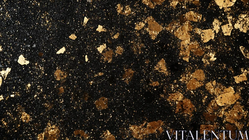 Gold fleck texture on deep black abstract luxury background.