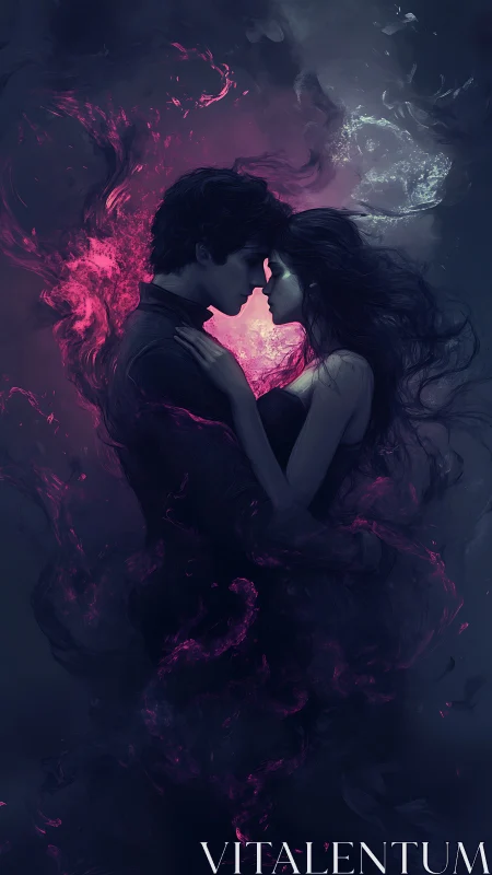 Luminescent Hearts Merge Where Shadow Kisses Radiant Fire