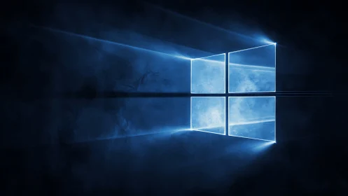 Electric window glyph carves luminous corridors in midnight fog