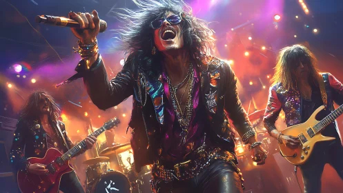 Glitter-soaked rock gods ignite a neon storm onstage tonight