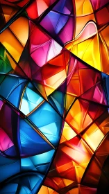 Vibrant abstract glass shards form luminous color mosaic