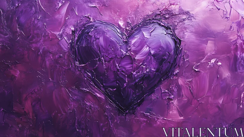 Purple Heart Impasto Abstract Composition.