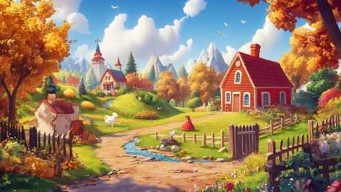 Autumn cottage valley where storybook hills quietly shimmer.