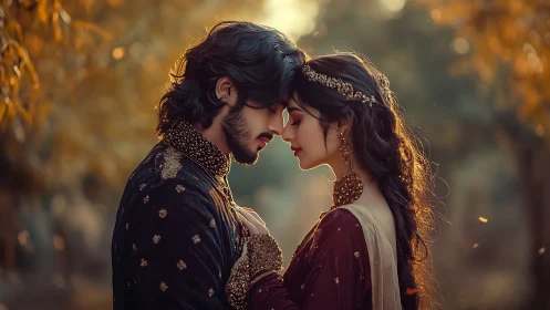 Ornate Couple in Golden Autumn Light