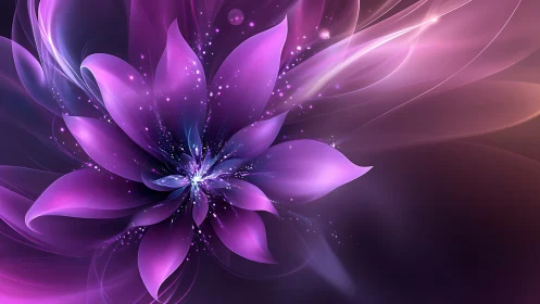 Luminescent violet fractal flower with radiant particle bloom.