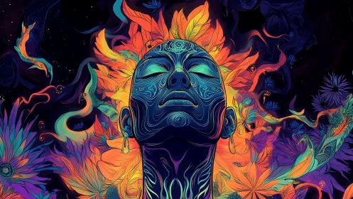 Cosmic bloom of a luminous spirit rising through color.