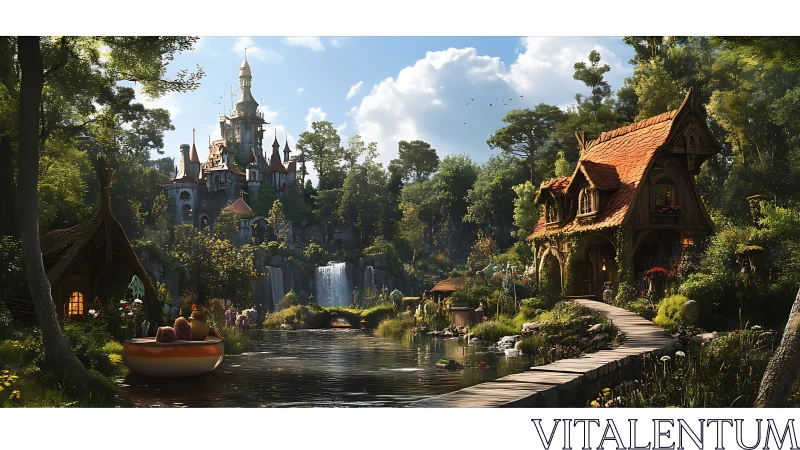 Fairytale riverside cottages frame enchanted hilltop castle