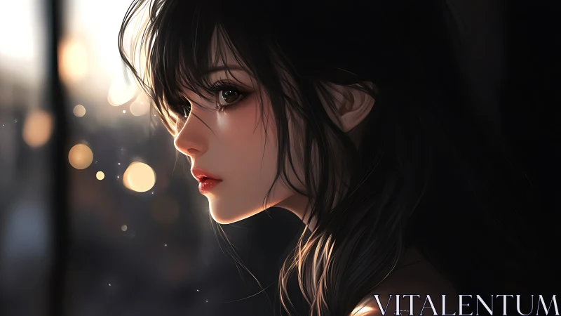 Side-lit digital portrait with high-fidelity bokeh rendering.