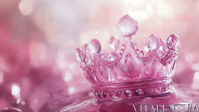 Macro pink crystal crown in luminous shallow depth of field.