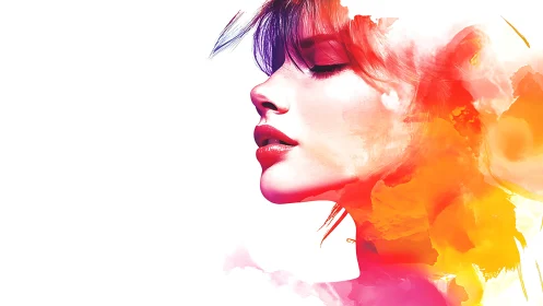 Softly glowing portrait in watercolor dreams of color.