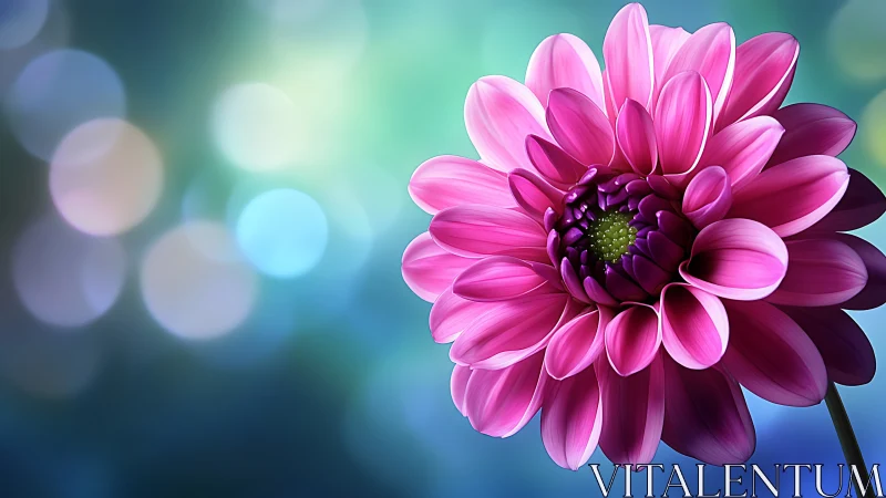 Vibrant Pink Dahlia Blooms Against Dreamy Turquoise Bokeh