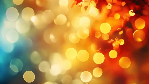 Defocused autumn bokeh field with warm high‑key circular highlights