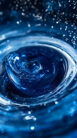 Swirling blue water vortex sparkles with gentle liquid motion