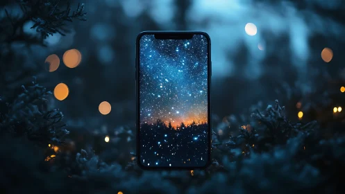 Phone portal quietly turns forest clearing into night sky