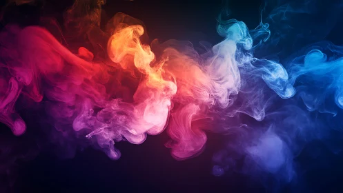 Prismatic smoke rivers collide in luminous digital twilight.