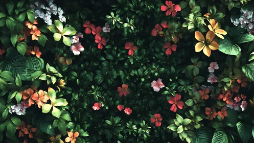 Vibrant Flower Garden From Above. A Lush Tapestry.