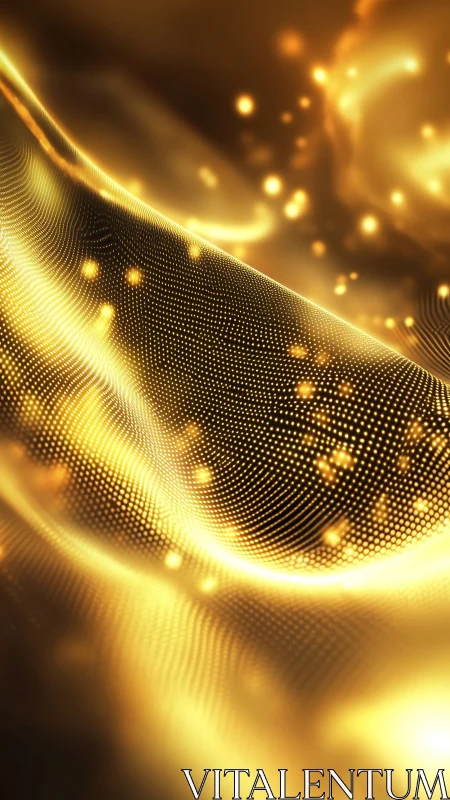 Gold particle wave surface forms flowing luminous pattern