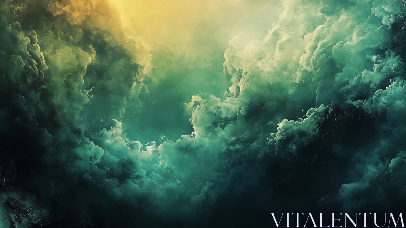 Nebula cloud vortex glows beneath diffuse golden light above