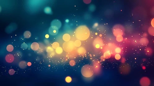 Vibrant bokeh light abstract with glowing orbs on dark background.