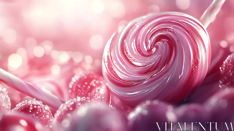 Sparkling Pink Lollipop with Sugary Swirl.