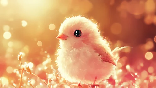 Ethereal Pink Chick in Warm Golden Light
