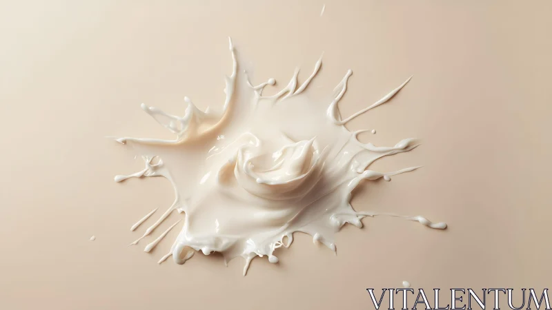 Creamy liquid splash on beige background in minimalist style.