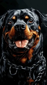 Powerful rottweiler portrait radiates strength and loyalty.