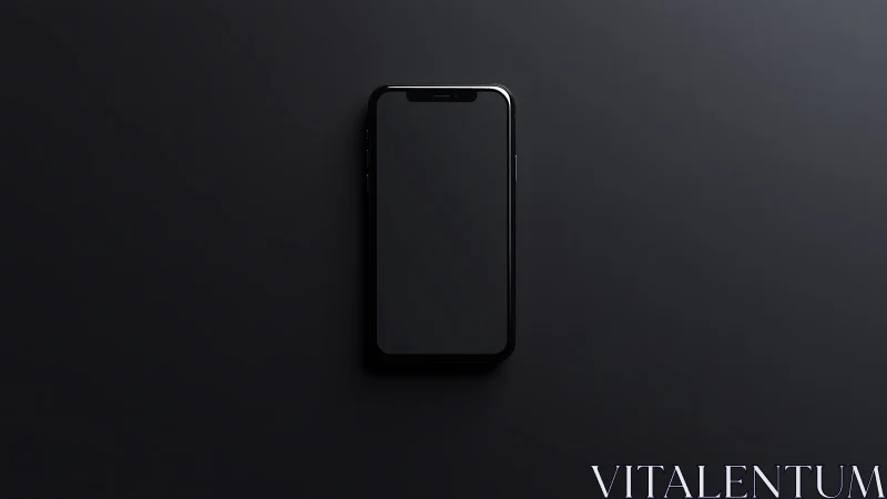 Black smartphone mockup on dark background.