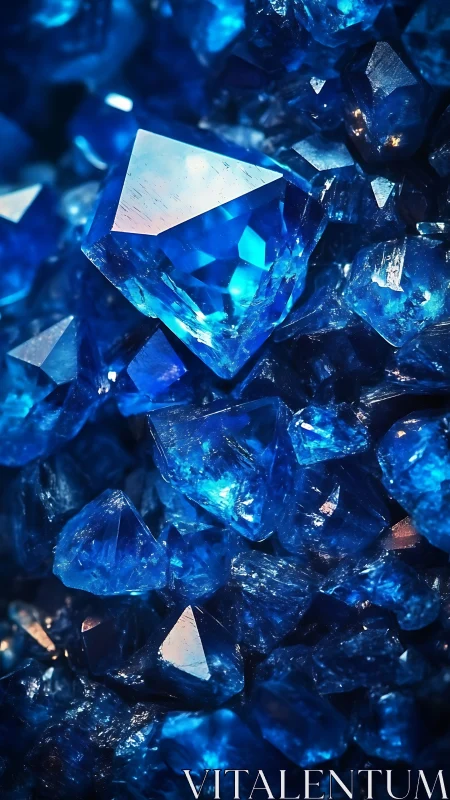 Radiant blue crystals glowing with deep ocean light.