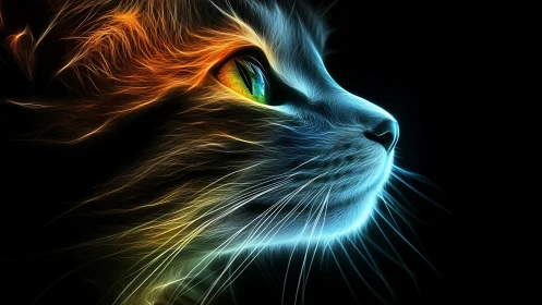 Luminous Cat with Striking Green Eyes