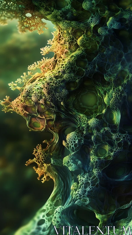 Fractal coral cavern glows with organic, bioluminescent light.