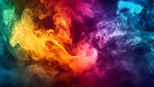 Colorful swirling clouds dance in a dreamy rainbow mist