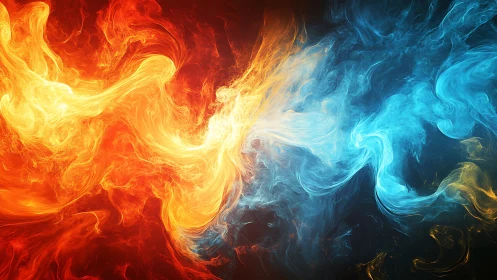 Bidirectional Energy Flux: Fire and Ice Collision Rendered in Dynamic Procedural Motion