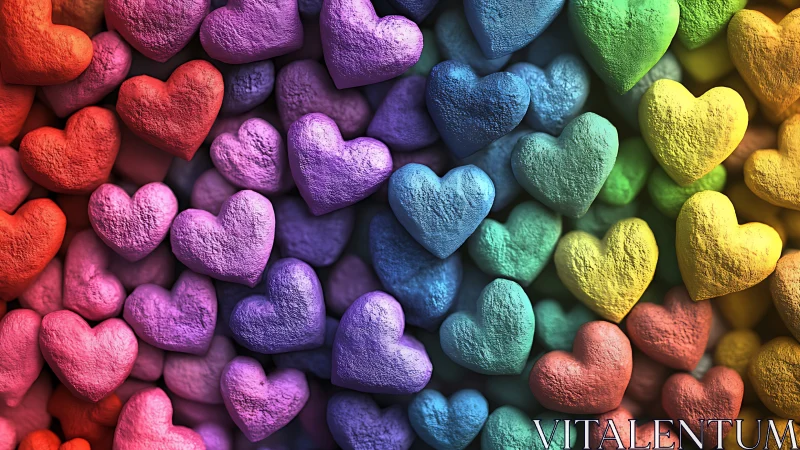 Rainbow Hearts in Powder. Vibrant spectrum arrangement.