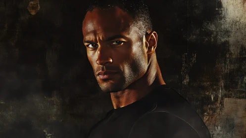 High-contrast male portrait with cinematic side lighting against grit