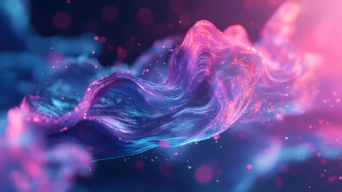 Vibrant Abstract Wave in Motion with Neon Colors and Light Effects.