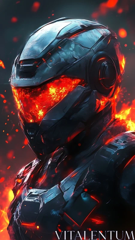 Molten visor warrior glows with fierce futuristic power