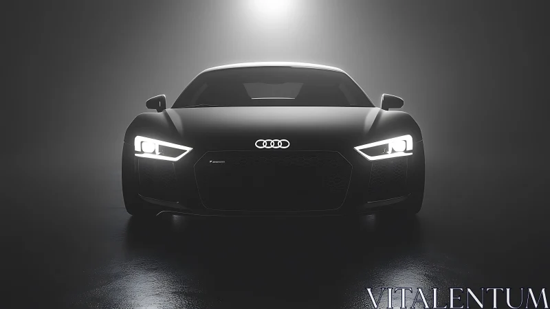 Midnight predator idles beneath a lone spotlight glow