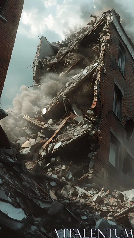 Quiet Aftermath Among Crumbling Brick And Dusty Sky.
