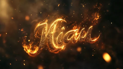 Incandescent Calligraphic Text Rendered with Dynamic Particle Fire Effects