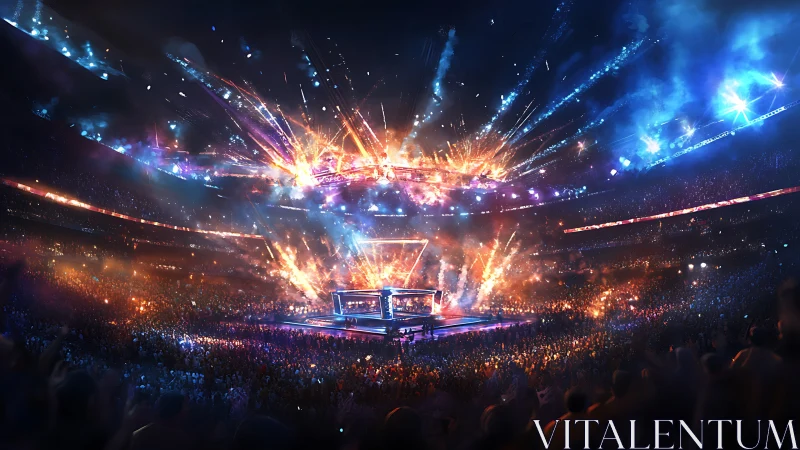 Concert stage explosion with dynamic light display