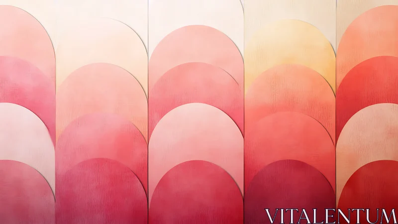 Gradient scalloped arches in layered chromatic field study.